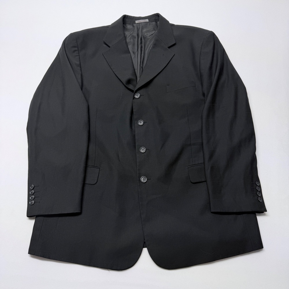 Zandello Le Collezioni Mens 48R Black Windowpane 4 Button Blazer Sport Coat